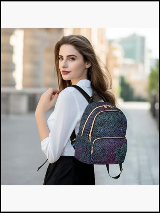 Boho Mandala Small Backpack Daypack for Women Travel Fashion Shoulder Bag